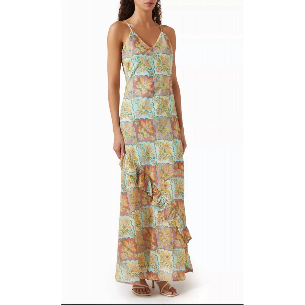 NEW LA MAISE kataya midi dress in tablecloth